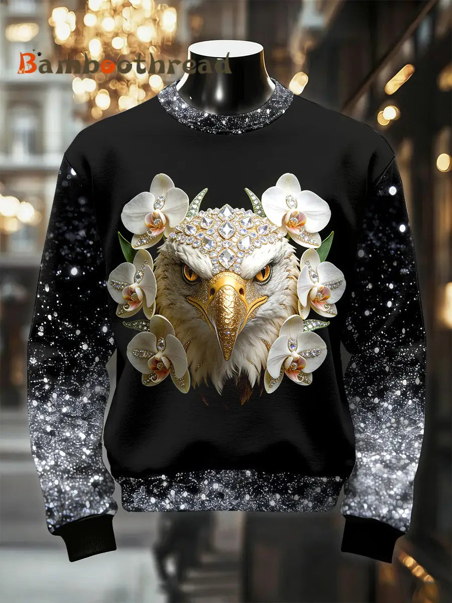 Men’s Retro Luxurious Eagle Print Casual Sweatshirt As picture / S