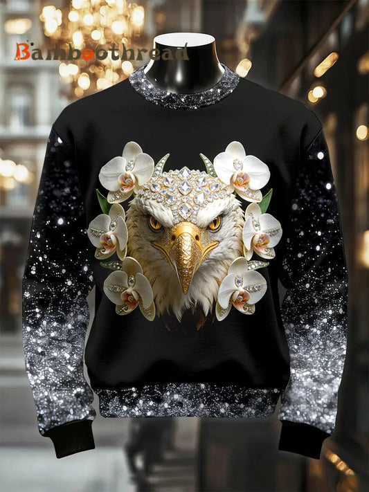 Men’s Retro Luxurious Eagle Print Casual Sweatshirt As picture / S