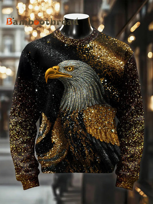 Men’s Retro Luxurious Eagle Print Casual Sweatshirt As picture / S