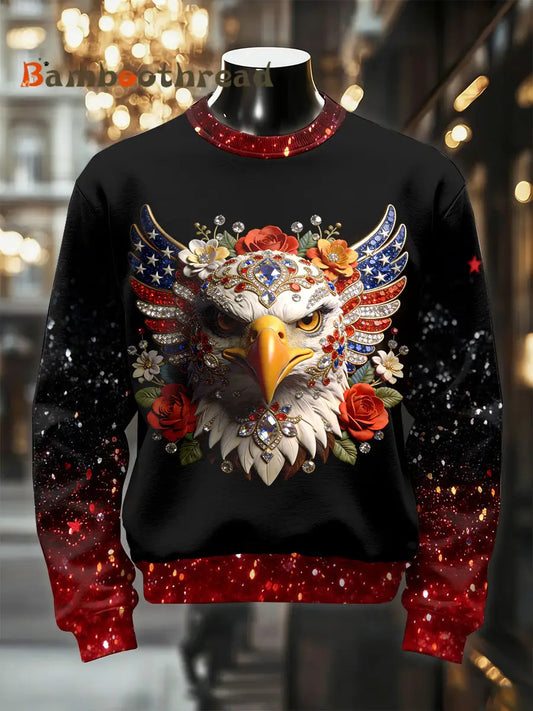 Men’s Retro Luxurious Engle Print Casual Sweatshirt As picture / S