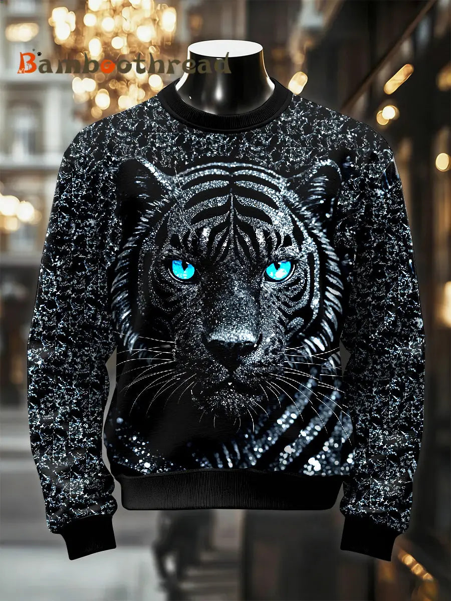 Men’s Retro Luxurious Jaguar Print Casual Sweatshirt As picture / S
