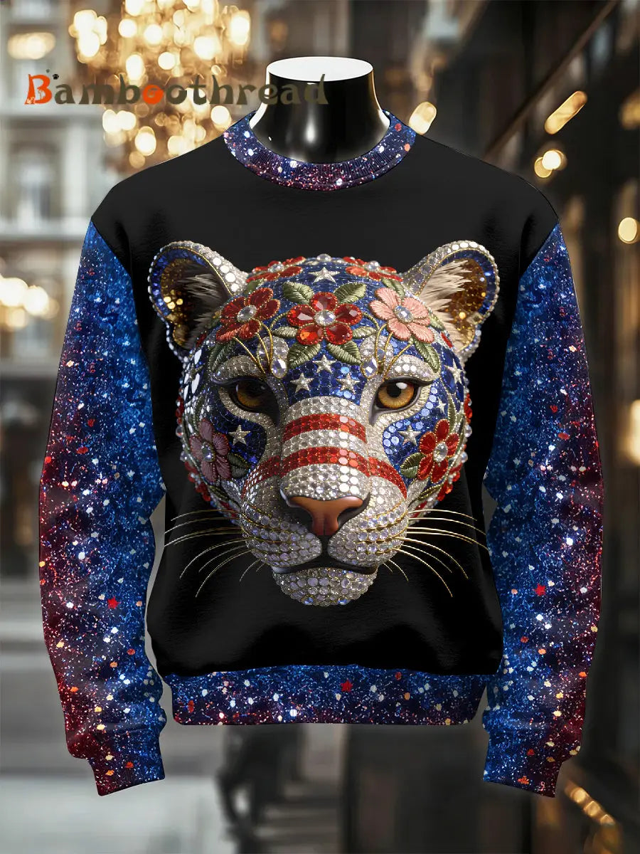 Men’s Retro Luxurious Leopard Print Casual Sweatshirt As picture / S