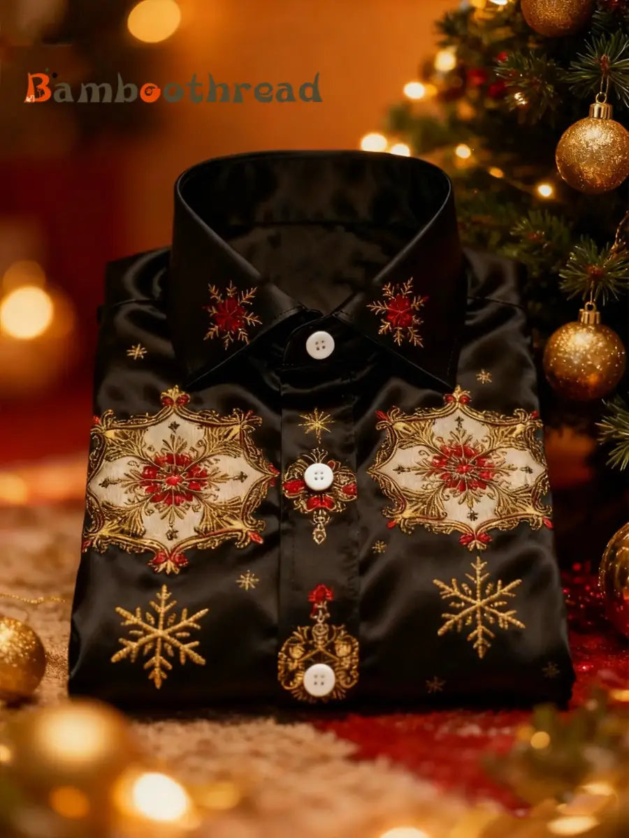 Men’s Retro New Year Christmas Print Shirt As picture / S