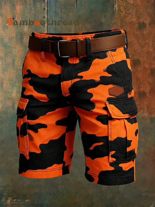 Men’s Retro Vacation Business Art Print Casual Shorts A / S