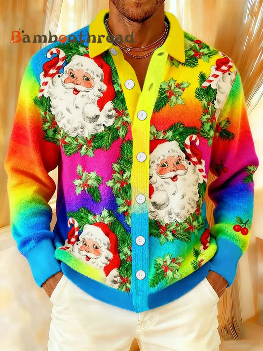 Men’s Santa Button-Up Shirt As picture / S