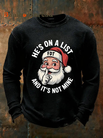 Men’s Santa Claus FDT Waffle Print Casual T-Shirt Black / S