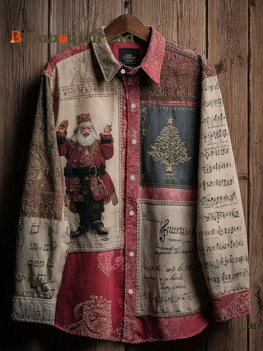 Men’s Santa Claus Music Vintage Shirts As picture / S