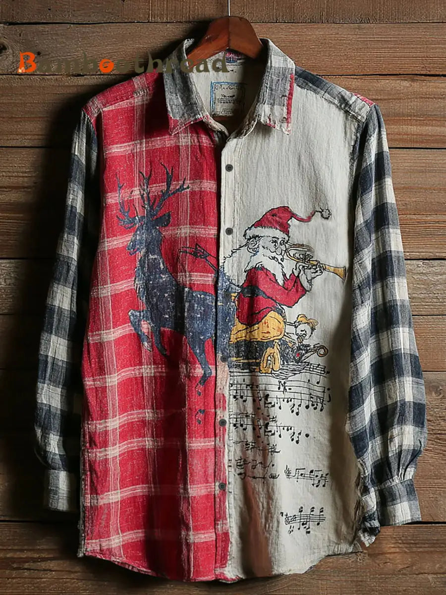 Men’s Santa Claus Music Vintage Shirts As picture / S