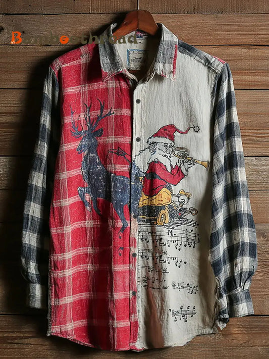 Men’s Santa Claus Music Vintage Shirts As picture / S
