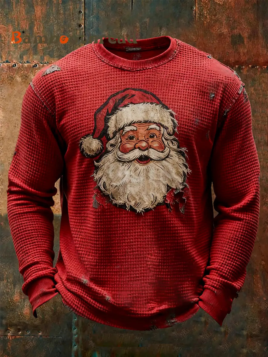 Men’s Santa Claus printed casual top Red / S