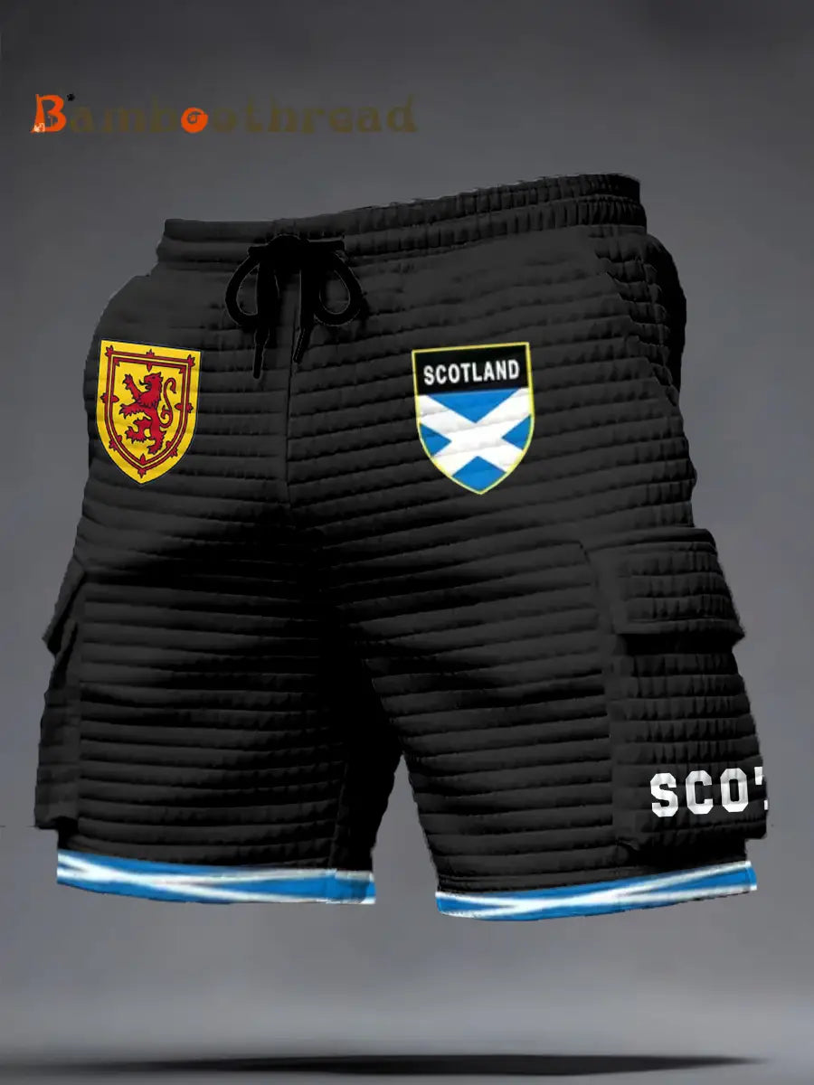 Men’s Scotland Football Lover Tartan Army Printed Shorts Black / S