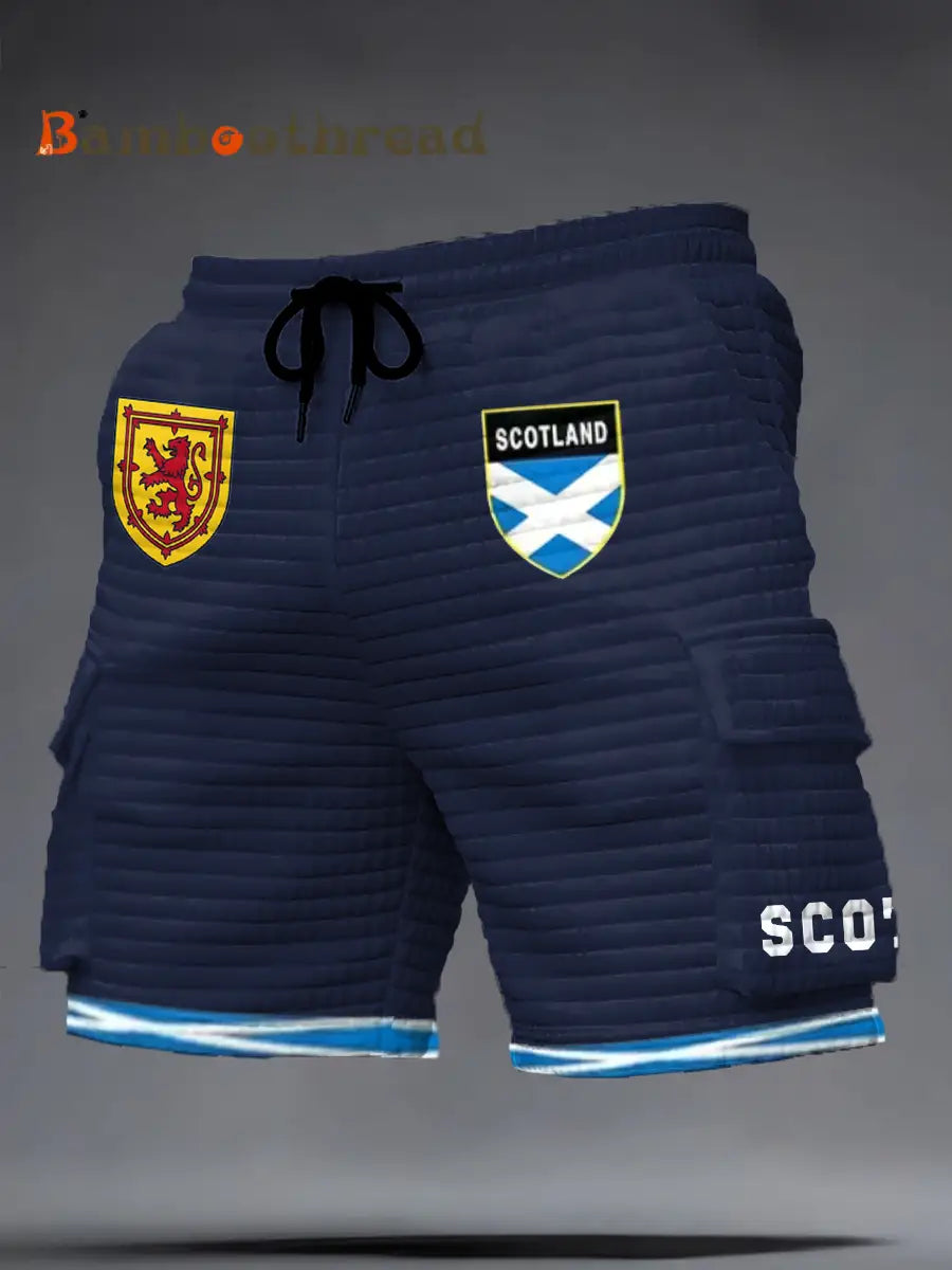 Men’s Scotland Football Lover Tartan Army Printed Shorts Navy Blue / S