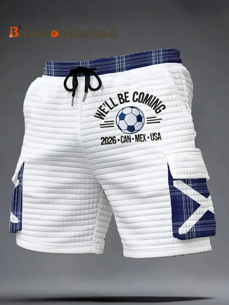 Men’s Scotland Football Lover Tartan Army Printed Shorts White / S