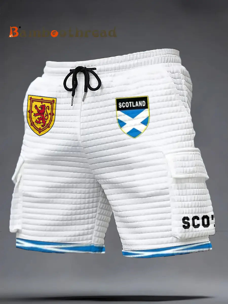 Men’s Scotland Football Lover Tartan Army Printed Shorts White / S