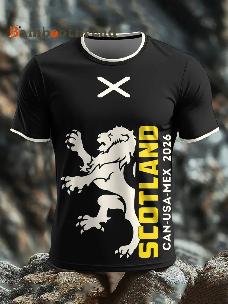 Men’s Scotland Football Lover Tartan Army Printed T-shirt Black / S