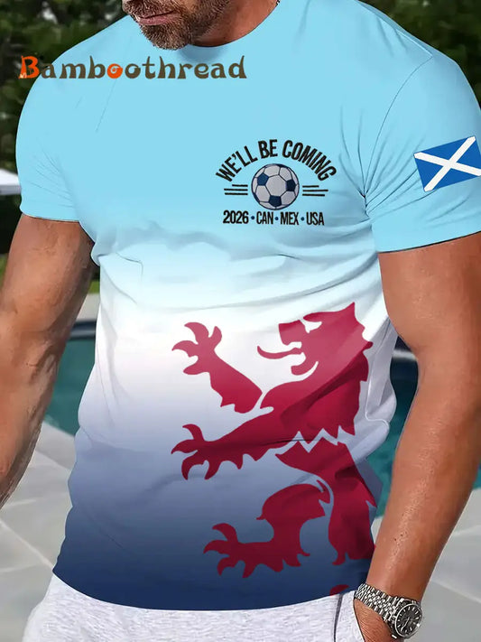 Men’s Scotland Football Lover Tartan Army Printed T-shirt Blue / S