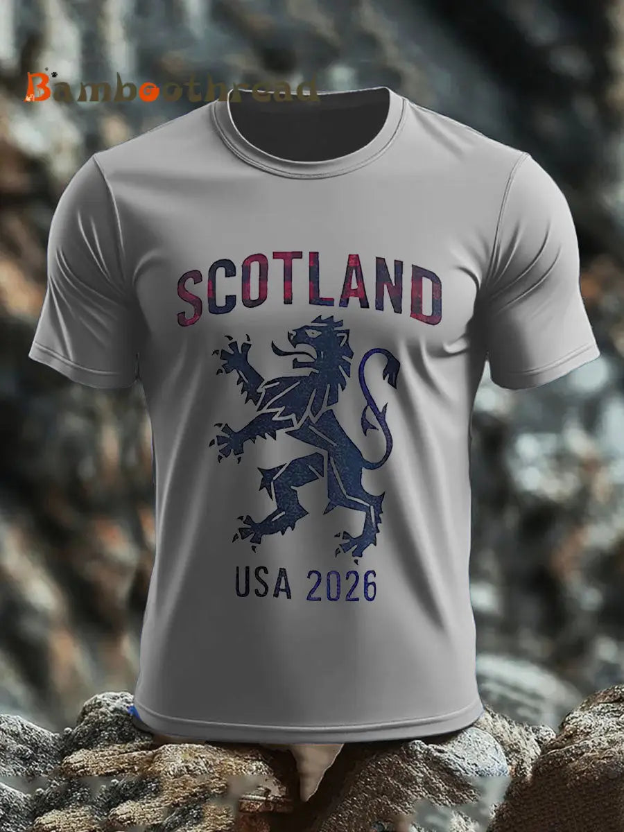 Men’s Scotland Football Lover Tartan Army Printed T-shirt Light Gray / S