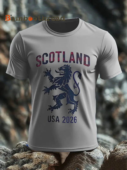 Men’s Scotland Football Lover Tartan Army Printed T-shirt Light Gray / S