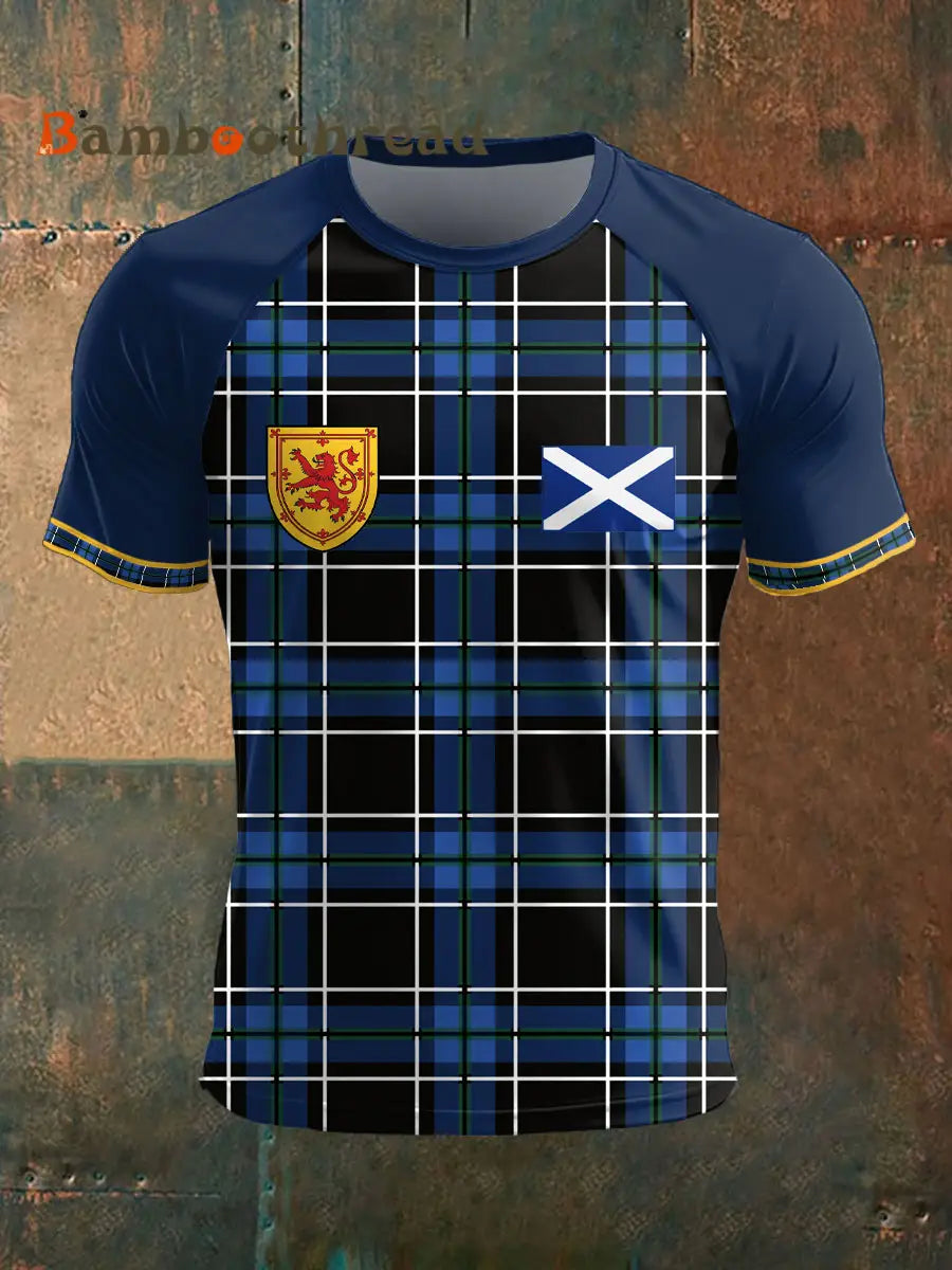 Men’s Scotland Football Lover Tartan Army Printed T-shirt Navy Blue / S