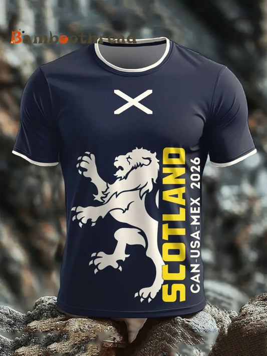 Men’s Scotland Football Lover Tartan Army Printed T-shirt Navy Blue / S