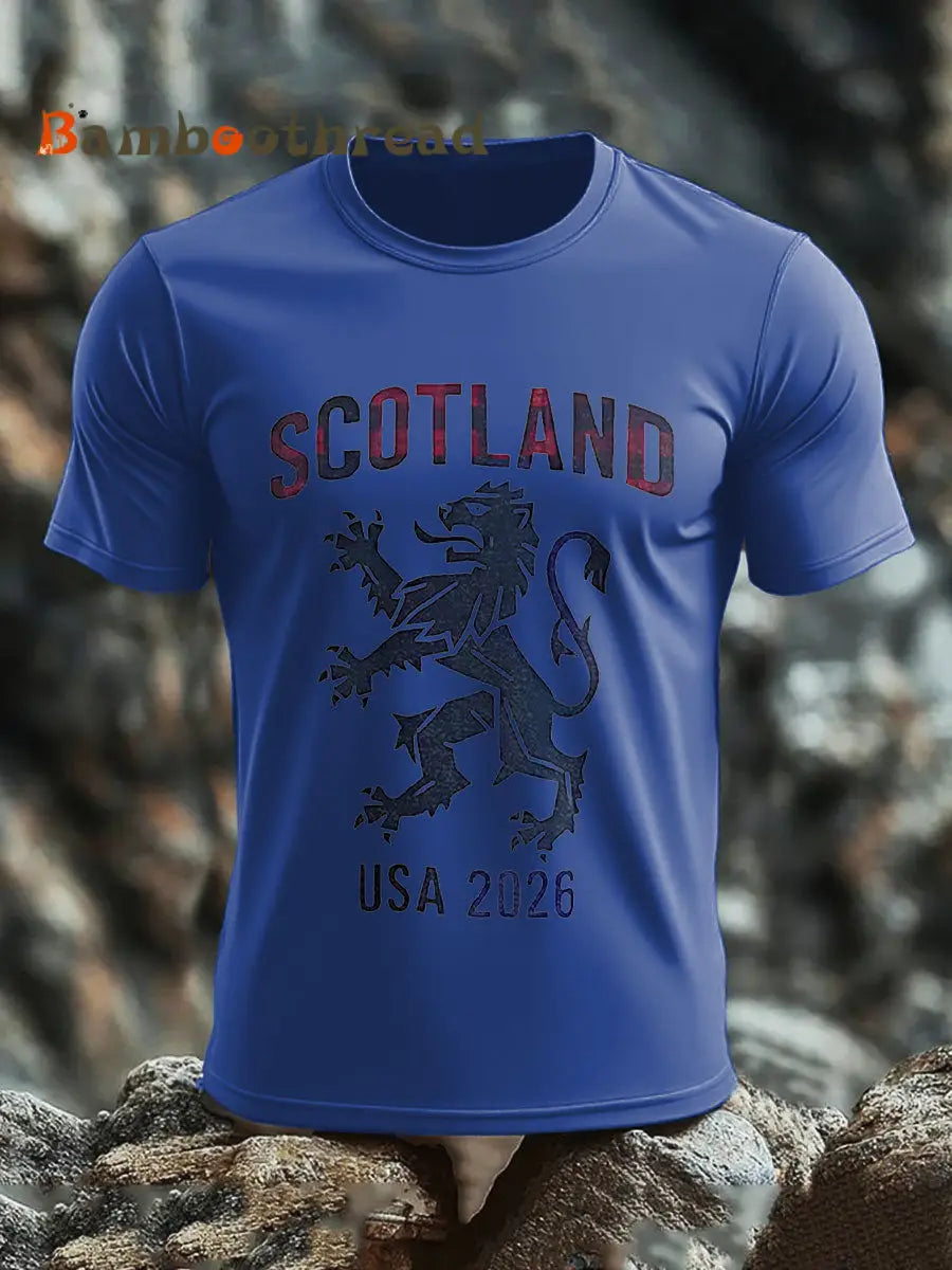 Men’s Scotland Football Lover Tartan Army Printed T-shirt Royal Blue / S