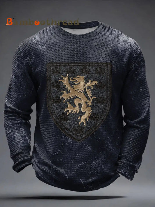 Men’s Scotland Football Tartan Army Printed Waffle Tops Navy Blue / S