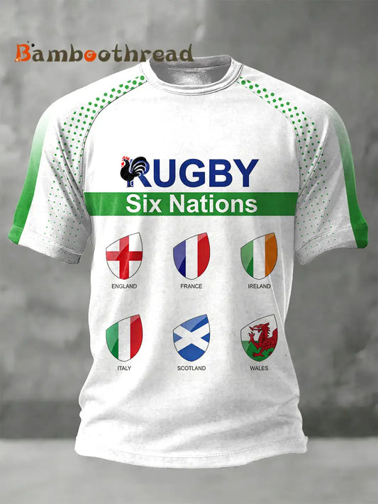 Men’s Six Nations Rugby Championship Print Patchwork Jersey T-Shirt White / S