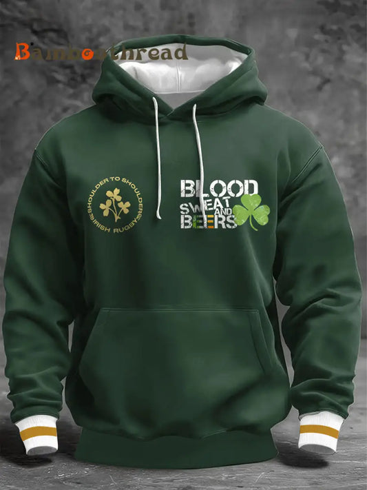 Men’s St. Patrick’s Day Oversized Drop-Shoulder Hoodie with Pockets Green / S