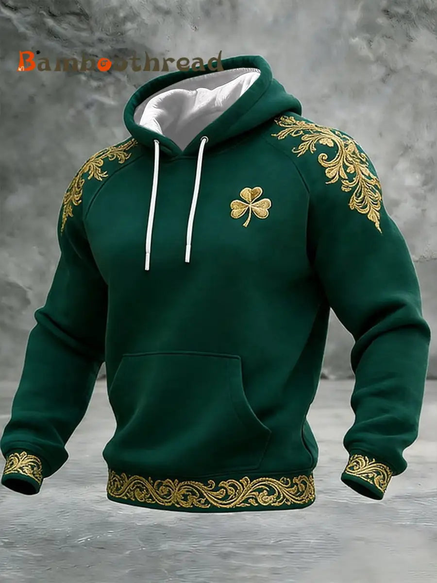 Men’s St. Patrick’s Day Shamrock Print Hoodie Green / S