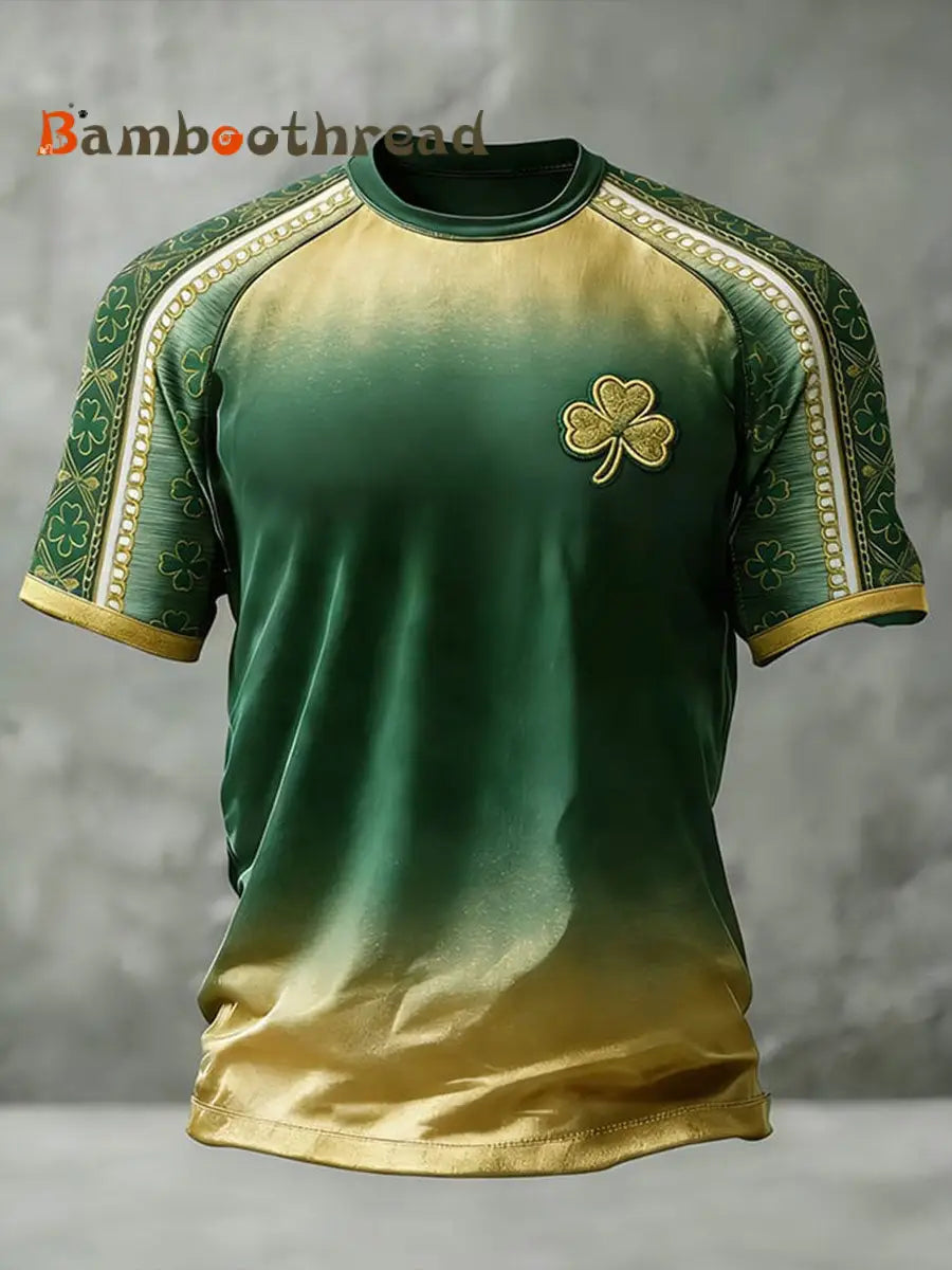 Men’s St. Patrick’s Day Shamrock Print T-shirt Picture 1 / S