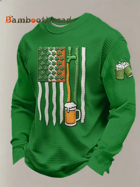 Men’s St. Patrick’s Day Shamrock Waffle Hoodie Green / S