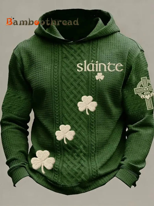 Men’s St. Patrick’s Day Waffle Printed Hoodie Green / S