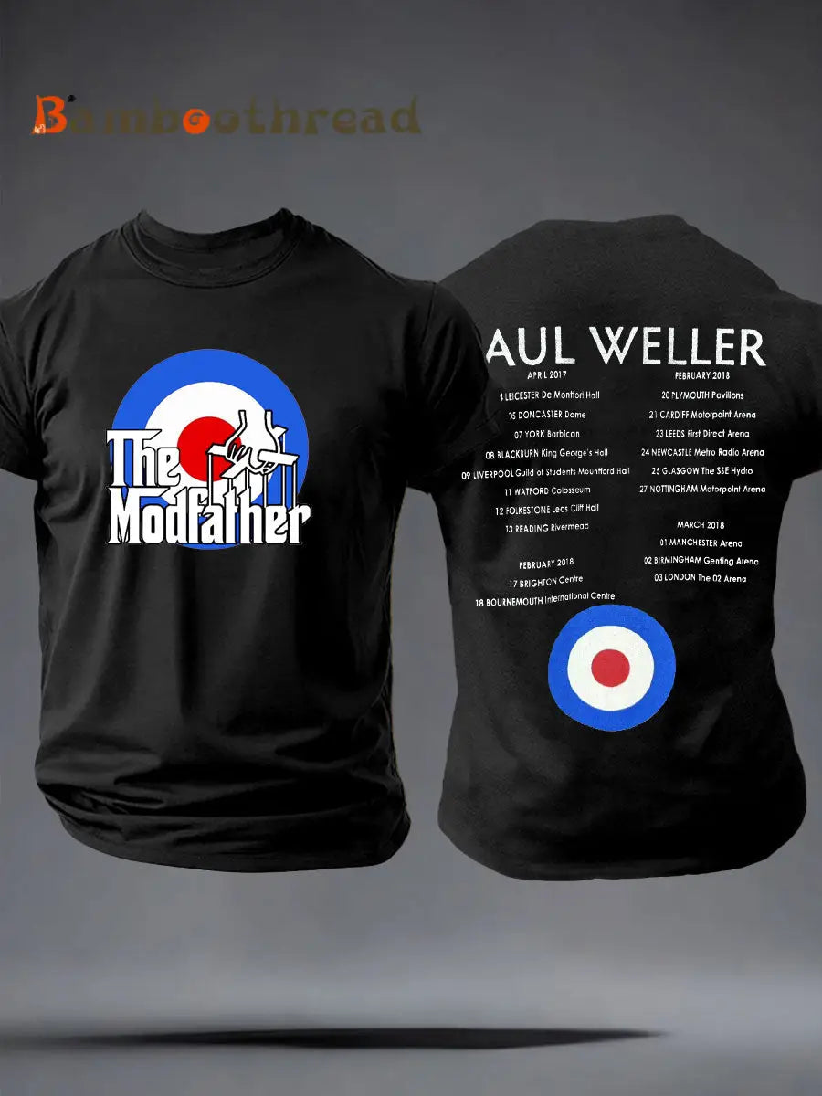 Men’s The Modfather Paul Weller imitation cotton short-sleeved T-shirt Black / S