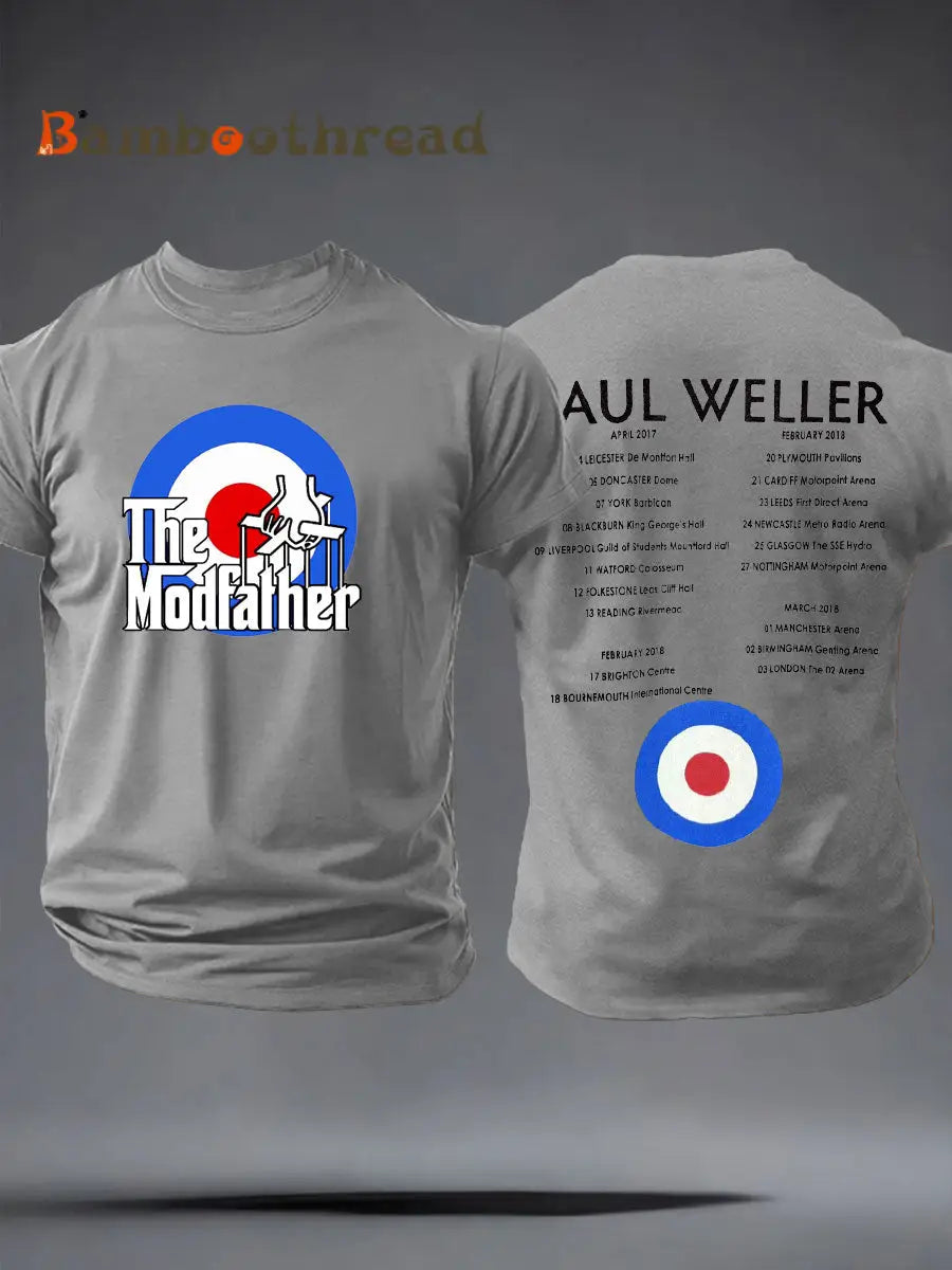 Men’s The Modfather Paul Weller imitation cotton short-sleeved T-shirt Light Gray / S