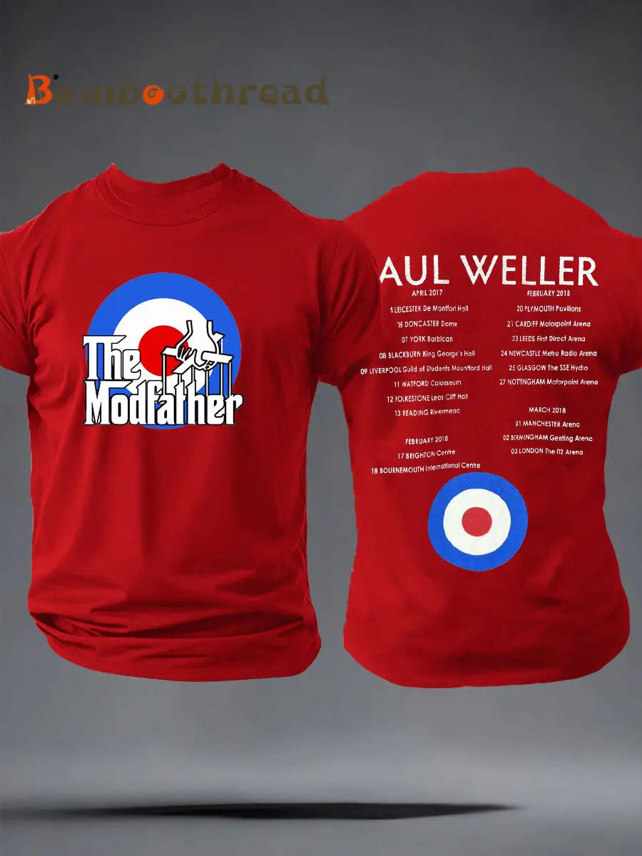 Men’s The Modfather Paul Weller imitation cotton short-sleeved T-shirt Pure Red / S