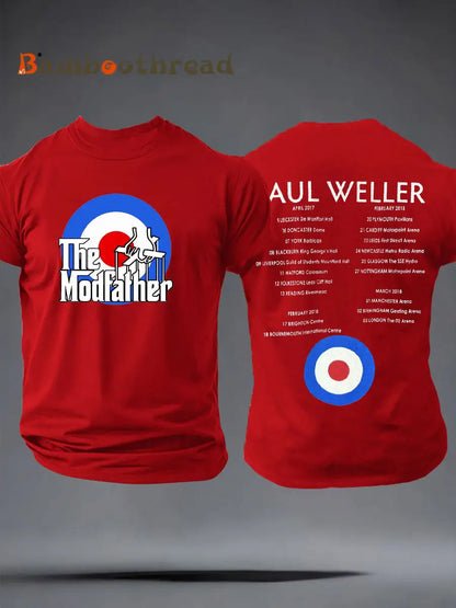 Men’s The Modfather Paul Weller imitation cotton short-sleeved T-shirt Pure Red / S