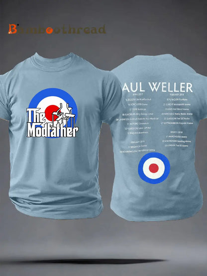 Men’s The Modfather Paul Weller imitation cotton short-sleeved T-shirt Sky Blue / S