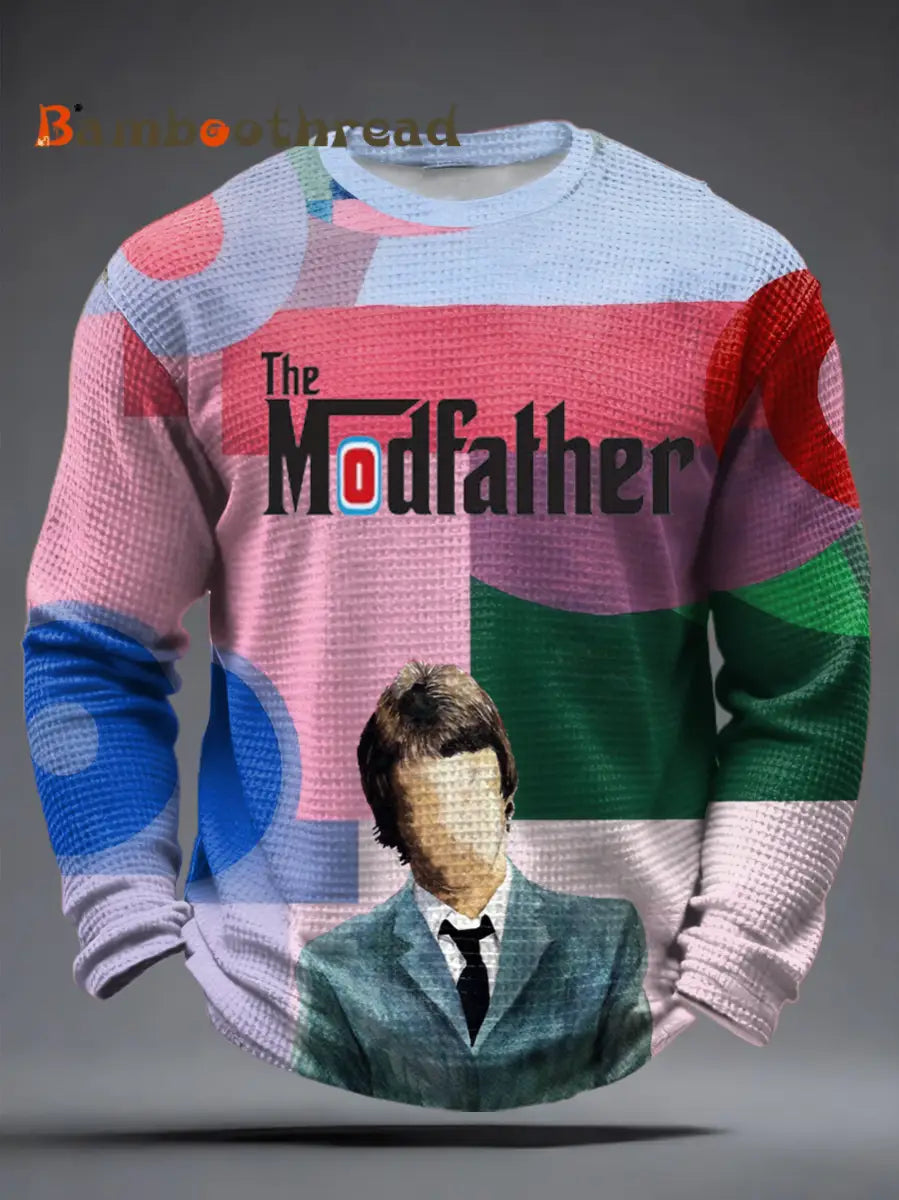 Men’s The Modfather Paul Weller Print Waffle Long Sleeve T-Shirt As picture / S