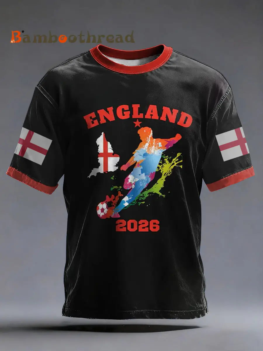 Men’s UK Football Lover England 2026 Printed short sleeves t-shirt Black / S