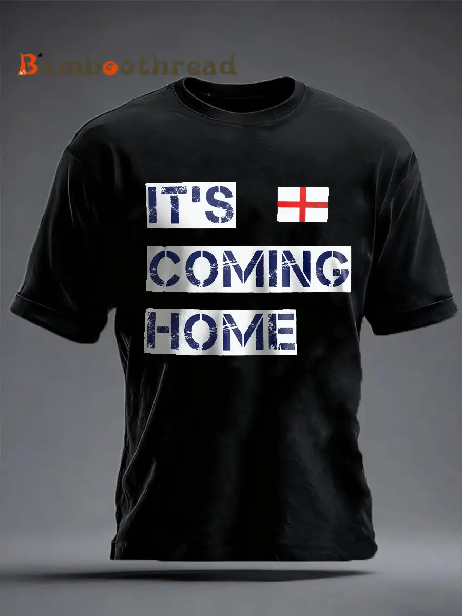 Men’s UK Football Lover It’s Coming Home imitation cotton short-sleeved T-shirt Black / S