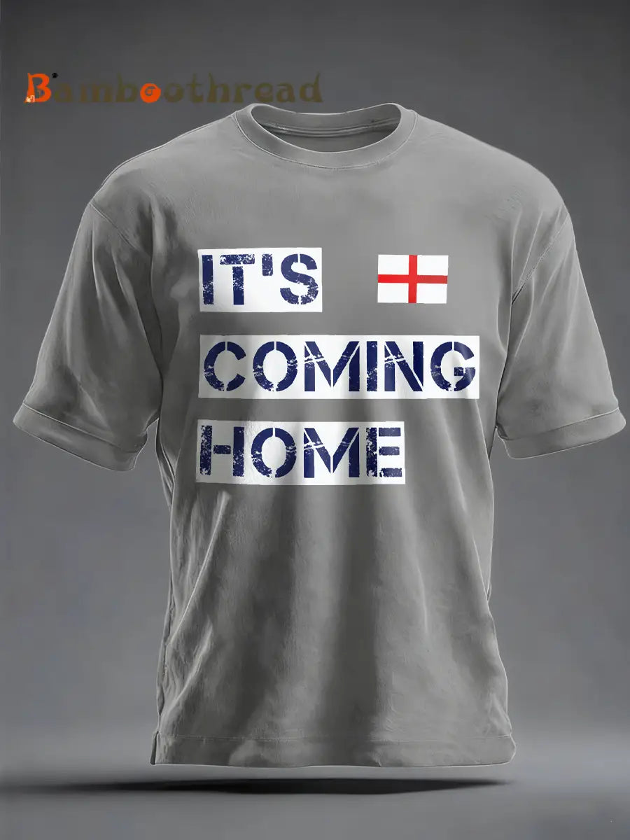 Men’s UK Football Lover It’s Coming Home imitation cotton short-sleeved T-shirt Light Gray / S