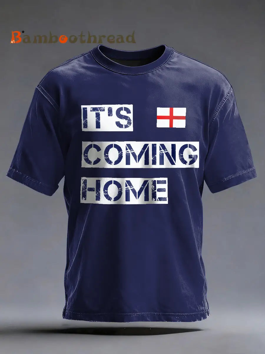 Men’s UK Football Lover It’s Coming Home imitation cotton short-sleeved T-shirt Navy Blue / S