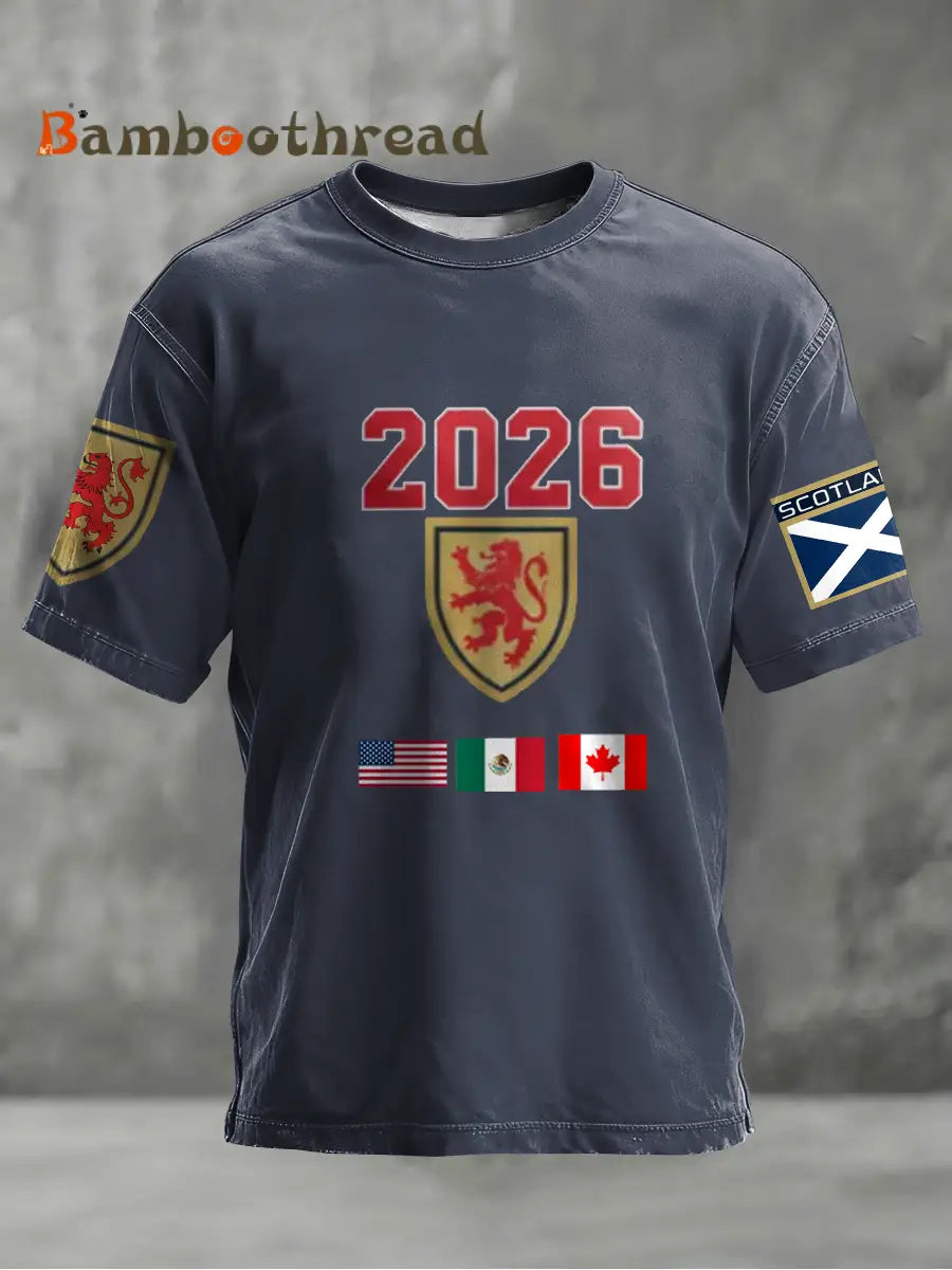 Men’s UK Football Lover Scotland 2026 Printed short sleeves t-shirt Navy Blue / S
