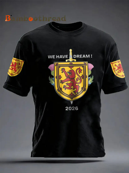 Men’s UK Football Lover Scotland Printed imitation cotton short-sleeved T-shirt Black / S