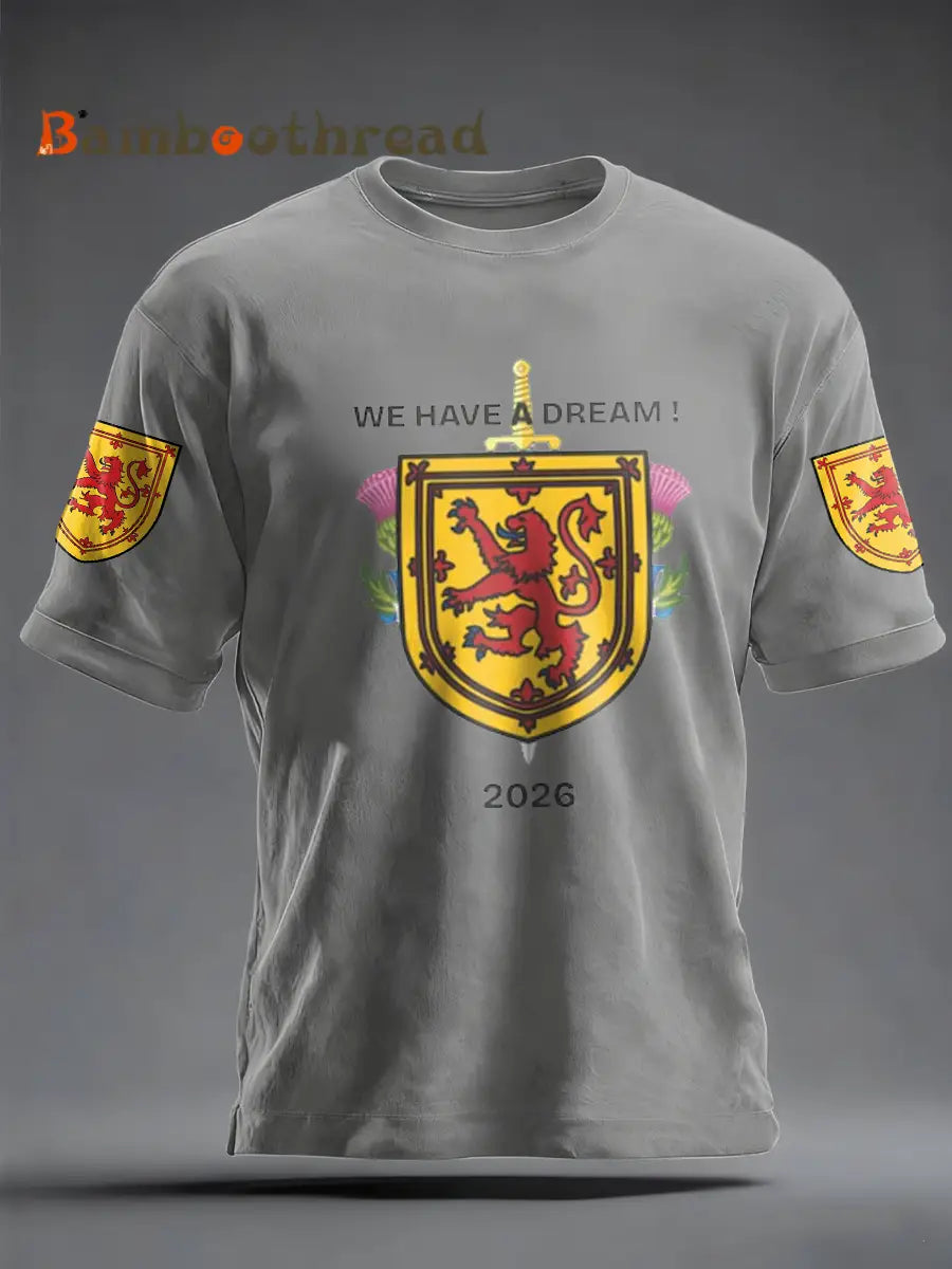 Men’s UK Football Lover Scotland Printed imitation cotton short-sleeved T-shirt Light Gray / S