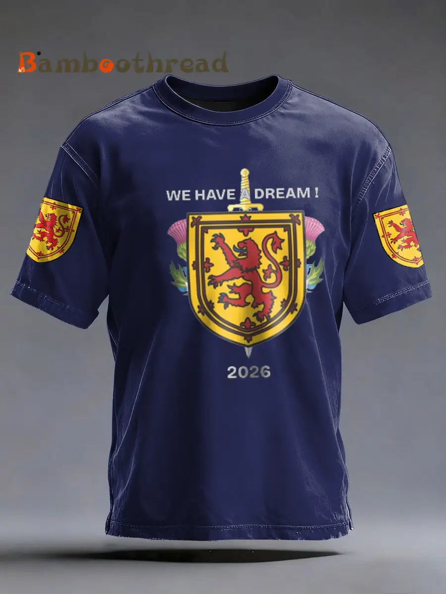 Men’s UK Football Lover Scotland Printed imitation cotton short-sleeved T-shirt Navy Blue / S