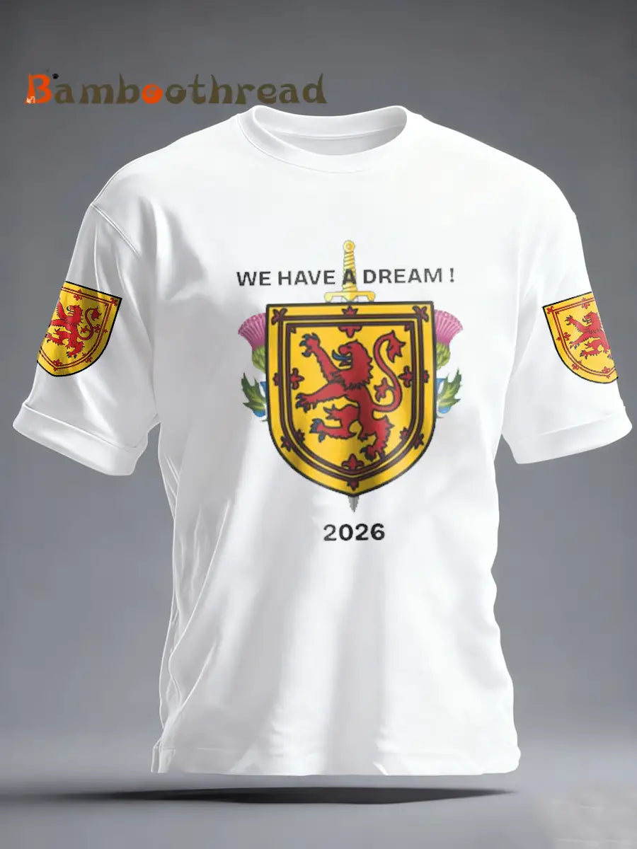 Men’s UK Football Lover Scotland Printed imitation cotton short-sleeved T-shirt White / S