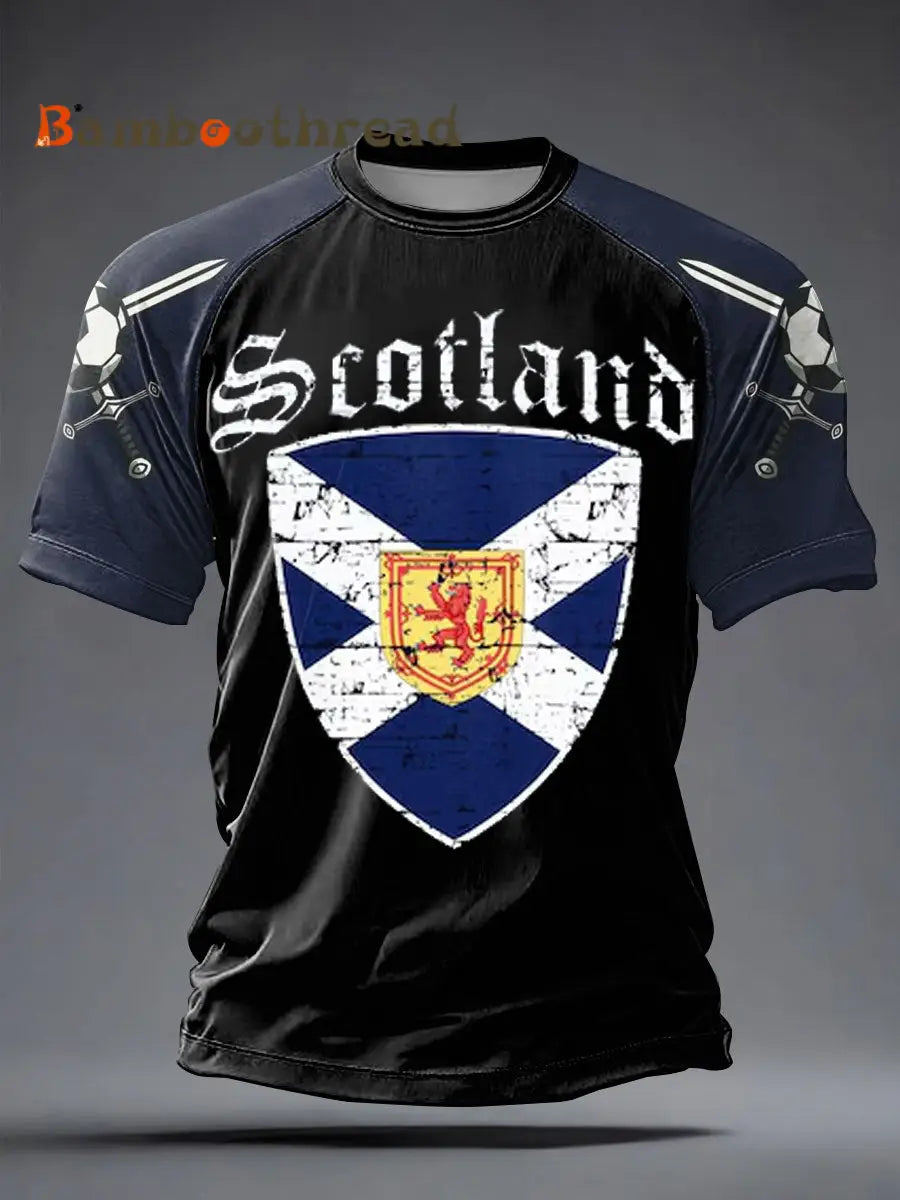 Men’s UK Football Lover Scotland Printed short sleeve t-shirt Black / S