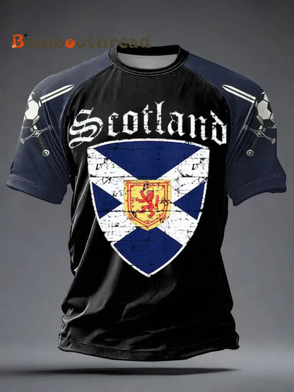 Men’s UK Football Lover Scotland Printed short sleeve t-shirt Black / S
