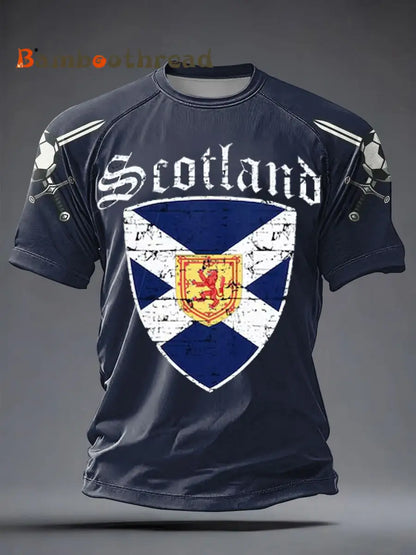 Men’s UK Football Lover Scotland Printed short sleeve t-shirt Navy Blue / S